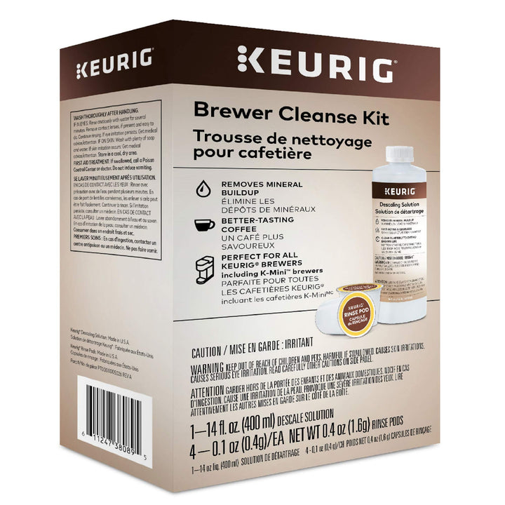 Keurig Brewer Cleanse Kit For Maintenance Includes Descaling Solution & Rinse Pods, Compatible with Keurig Classic/1.0 & 2.0 K-Cup Pod Coffee Makers, 4 Count