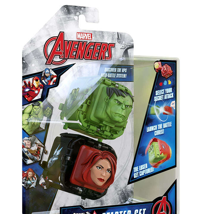 Battle Cubes - 2-Pack Marvel Avengers, Hulk VS Black Widow, Unleash Power, Launch Attack, 2 Cubes & 6 Tokens, RPS Auto-Battle System, Battle Cube APP, Collectible Pocket-Sized Game, Ages 5+