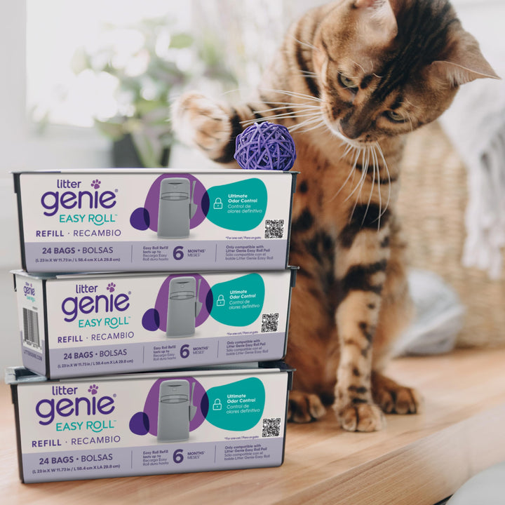 Litter Genie Easy Roll Refill Bags (1-Pack) | Includes a 6-month long lasting roll of 24 Bags | Ultimate Odor Control Cat Litter Bags 24 Count (Pack of 1)