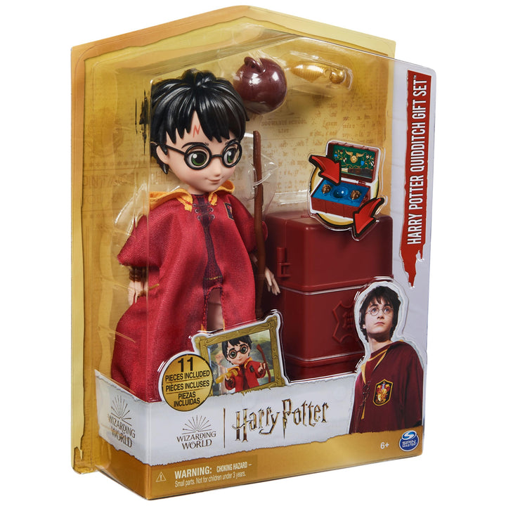 Wizarding World Harry Potter, 8-inch Harry Potter Quidditch Doll Gift Set with Robe and 9 Doll Accessories, 11 Pieces, for Kids