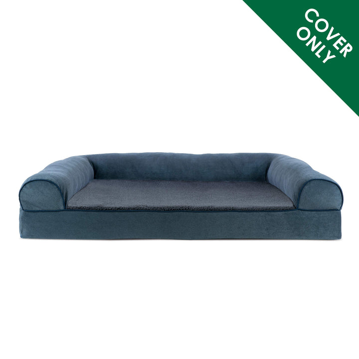 Furhaven Replacement Dog Bed Cover Sherpa & Chenille Sofa-Style, Machine Washable - Orion Blue, Large Cover Only 36.0"L x 27.0"W x 0.3"Th (Sherpa & Chenille) Orion Blue
