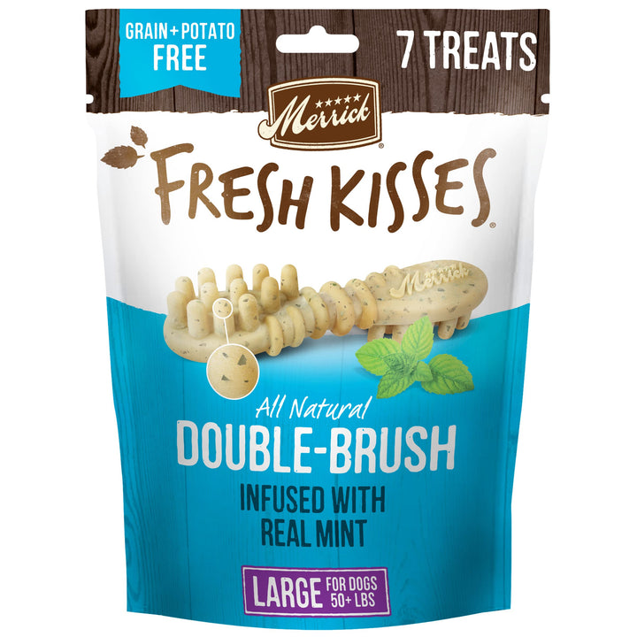 Merrick Fresh Kisses Dog Dental Chews For Large Breeds, Grain Free Dog Treats Infused with Real Mint - (6) 7 ct. Bags Large Dog (50+ Pound) 7 Count (Pack of 1)