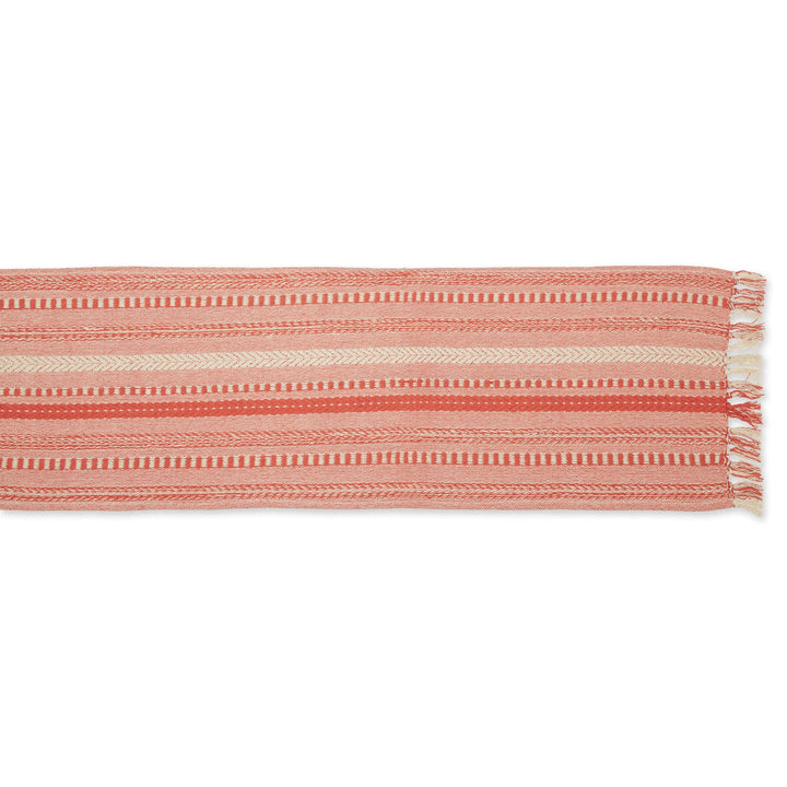 DII Farmhouse Braided Stripe Table Runner Collection, 15x72 (15x77, Fringe Included), Spice