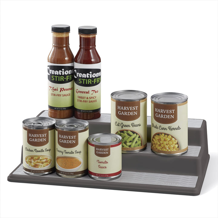 Copco Non-Skid 3-Tier Spice Pantry Kitchen Cabinet Organizer, 15-Inch, Charcoal