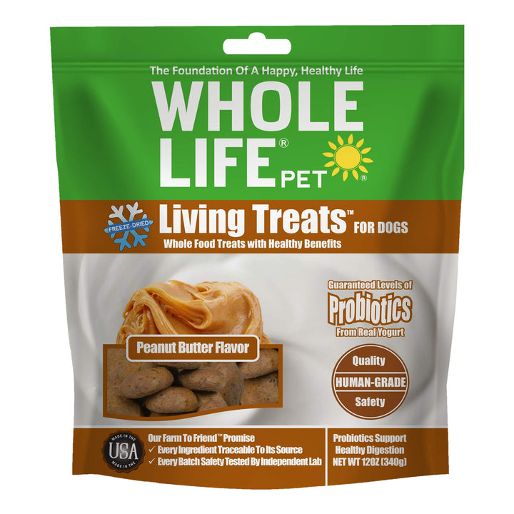 Whole Life Pet Human Grade Probiotic Dog Treats – Peanut Butter & Yogurt – Easy Digestion, Sensitive Stomachs - Made in The USA 12oz