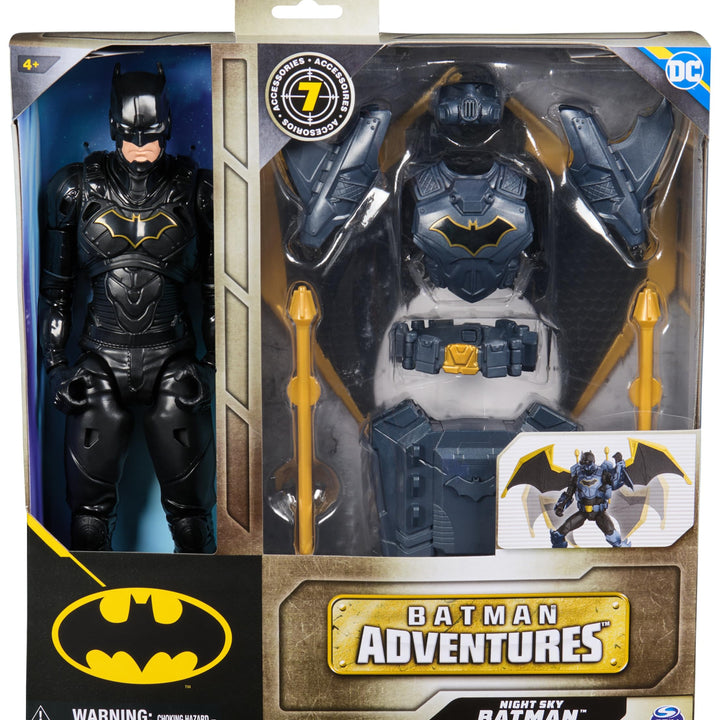 Batman Adventures, 12-inch Night Sky Batman Action Figure with Expandable Wings, Kids Toys for Boys and Girls Age 3 and Up