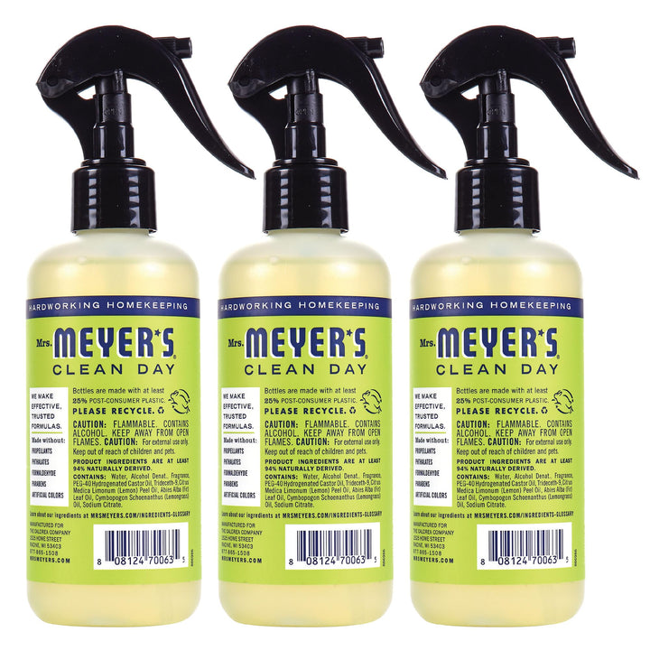 MRS. MEYER'S CLEAN DAY Room and Air Freshener Spray, Non-Aerosol Spray Bottle Infused with Essential Oils, Lemon Verbena, 8 fl. oz - Pack of 3 8 Fl Oz (Pack of 3)