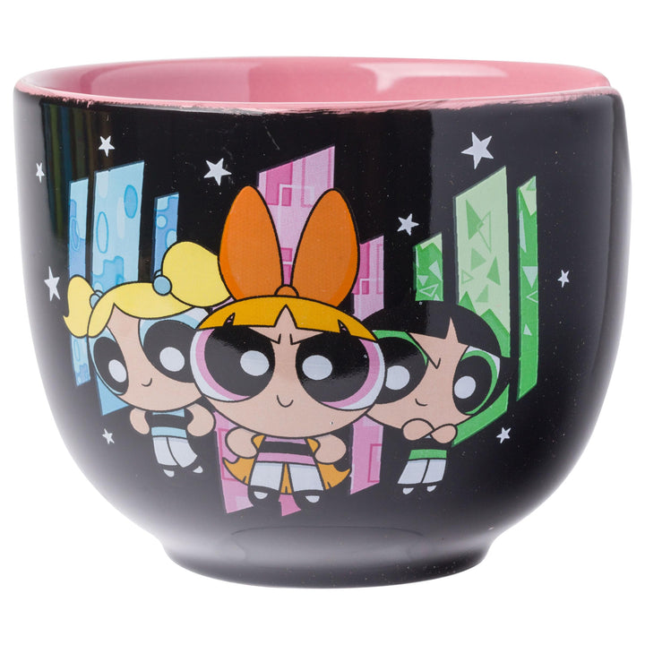 Silver Buffalo The Powerpuff Girls Featuring Blossom, Bubbles, and Buttercup Ceramic Ramen Noodle Rice Bowl with Chopsticks, Microwave Safe, 20 Ounces Multi Boxed Pattern