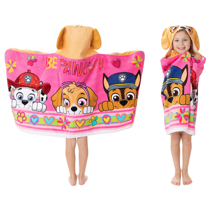 Franco Paw Patrol Pink Bath/Pool/Beach Soft Cotton Terry Hooded Towel Wrap, 24" x 50", Kids Multicolors 24 in x 50 in