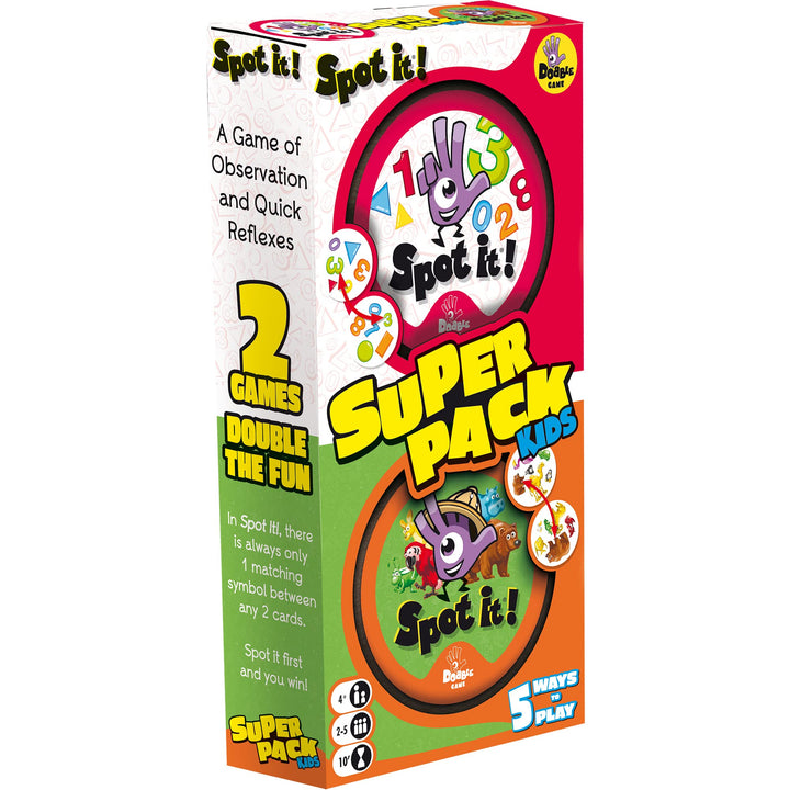 Zygomatic Spot It! Super Pack - 2 Fun Editions Bundle with 123 & Animals Jr. Game for Ages 4+, 2-8 Players Super Pack Kids