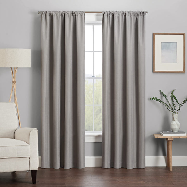 ECLIPSE Kendall Modern Blackout Thermal Rod Pocket Window Curtain for Bedroom or Living Room (1 Panel), 42 X 84, Grey