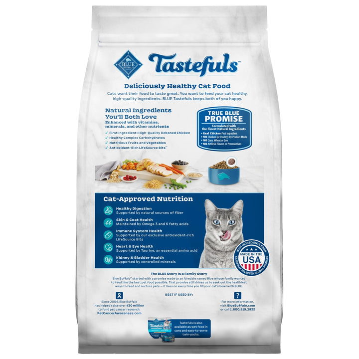 Blue Buffalo Tastefuls Natural Dry Food for Adult Indoor Cats, Chicken & Brown Rice Recipe, 10-lb. Bag 10 Pound (Pack of 1)