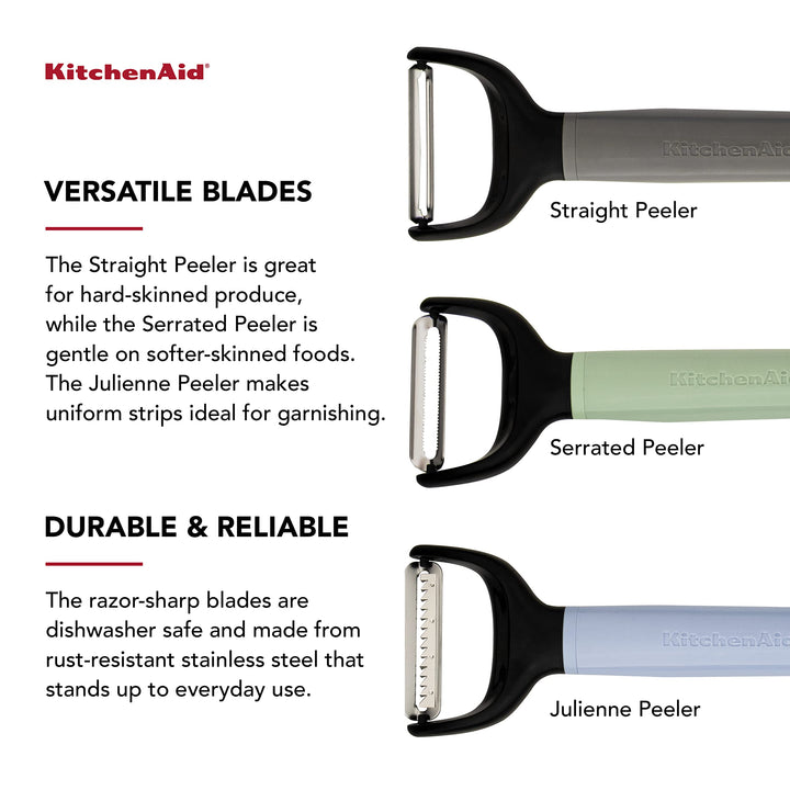 KitchenAid Universal Assorted Peeler Set, 2.9in x 7.9in, Pastel 3 Piece Peeler Set