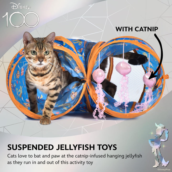 Disney for Pets Pixars Finding Nemo Cat Play Tunnel, 36in | Disney Pixar Cat Toys | Fun Cat Tunnel Style Toy with Hanging Jellyfish for Cats Inspired by Pixars Finding Nemo