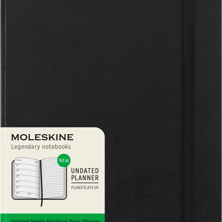 Moleskine Undated Weekly Planner, 12M, Large, Black, Hard Cover (5 x 8.25) Weekly Undated