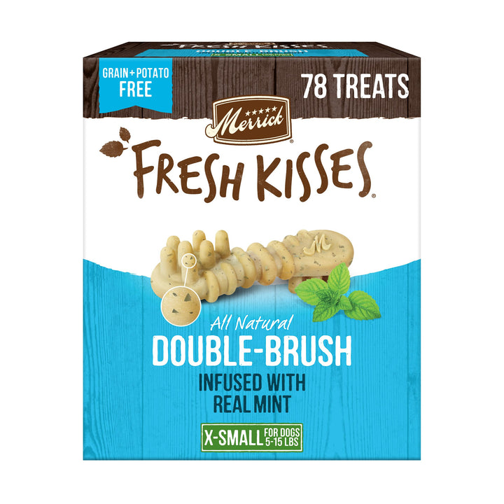 Merrick Fresh Kisses Dog Dental Chews For Extra Small Breeds, Grain Free Dog Treats Infused with Real Mint - (4) 78 ct. Boxes