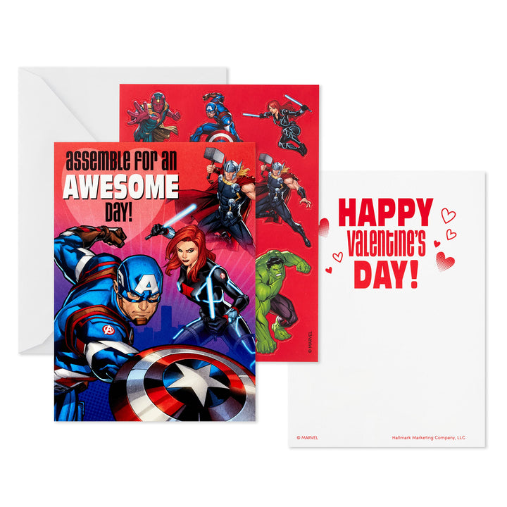 Hallmark Avengers Valentines Day Cards and Stickers for Kids School (24 Classroom Valentines with Envelopes) Avengers Valentines with Stickers
