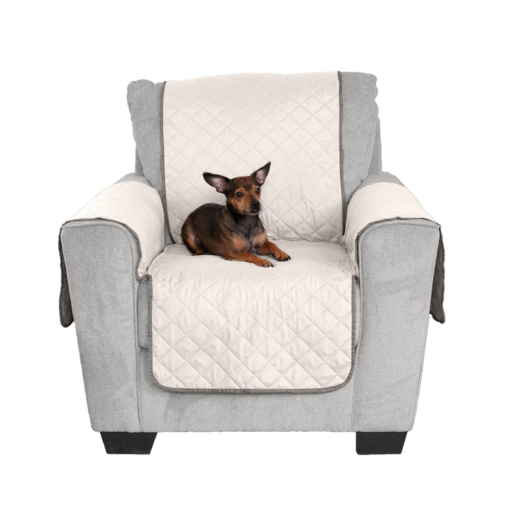 Furhaven Water-Resistant & Reversible Chair Cover Protector for Dogs, Cats, & Children - Two-Tone Pinsonic Quilted Living Room Furniture Cover - Gray/Mist, Chair Reversible Two Tone Gray & Mist