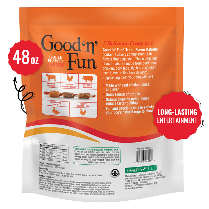 Good ’n’ Fun Triple Flavor Large Rolls, 4 Count, Rawhide Chews for All Dogs Beef 12.6 Ounce (Pack of 1)