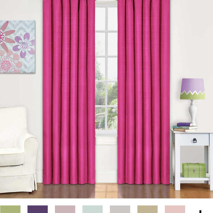 ECLIPSE Kendall Modern Blackout Thermal Rod Pocket Window Curtain for Bedroom or Living Room (1 Panel), 42 x 95, Raspberry