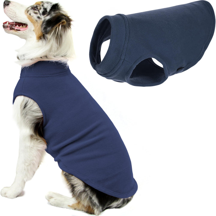 Gooby Stretch Fleece Vest Dog Sweater - Indigo Blue, 4X-Large - Warm Pullover Fleece Dog Jacket - Winter Dog Clothes for Small Dogs Boy - Dog Sweaters for Small Dogs to Dog Sweaters for Large Dogs 4X-Large Length (22.5")