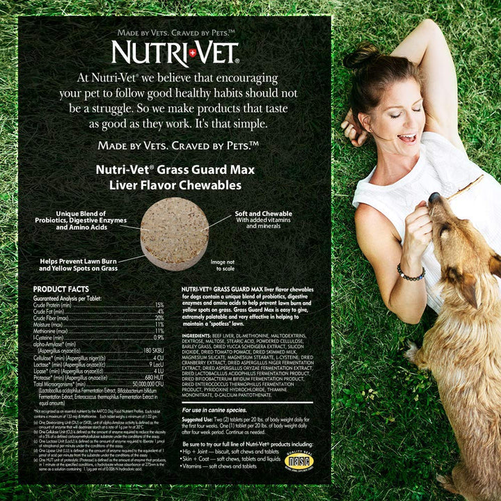 Nutri-Vet Grass Guard Chewables For Dogs - Prevent Lawn Burn From Dog Urine - 365 Count