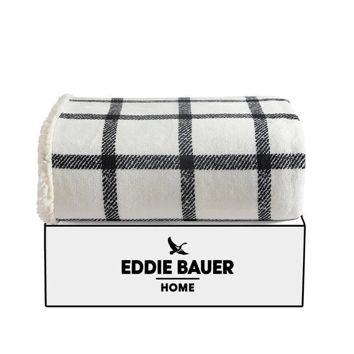 Eddie Bauer - Throw Blanket, Super Soft Reversible Sherpa Fleece Bedding, Ideal Christmas & White Elephant Gifts, Cozy Plaid Throw Blankets for Couch (Elk Stance Grey, Throw) Elk Stance Grey/White Animal