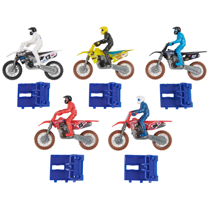 Authentic 5-Pack of 1:24 Scale Die-Cast Motorcycles with Rider Figure, Toy Moto Bike for Kids and Collectors Ages 3 and up