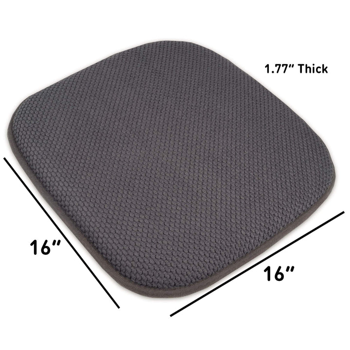 Sweet Home Collection Memory Foam Honeycomb Nonslip Back 16" x 16" Chair/Seat Cushion Pad, 2 Pack, Charcoal Gray