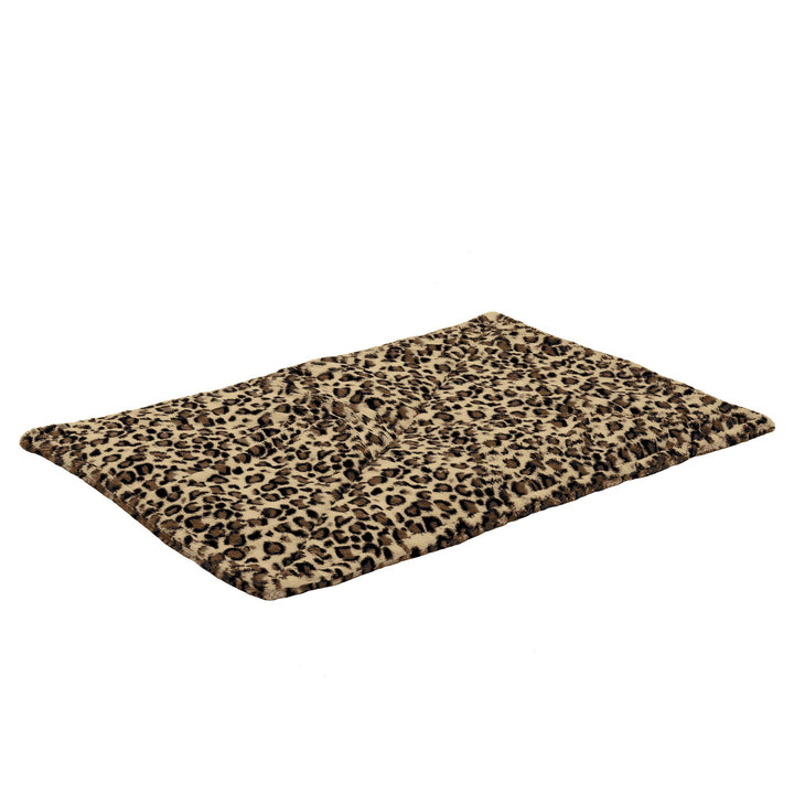 Furhaven ThermaNAP Self-Warming Cat Bed for Indoor Cats & Large/Medium Dogs, Washable & Reflects Body Heat - Quilted Faux Fur Reflective Bed Mat - Leopard, Large ThermaNAP Pad - Quilted Faux Fur (Leopard) 36.0"L x 24.0"W x 0.3"Th Self-Warming Only