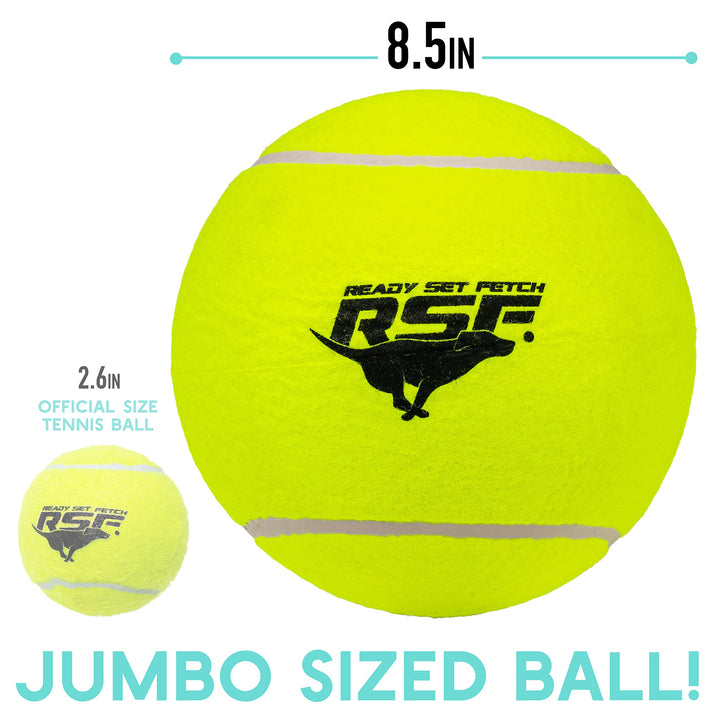 Franklin Pet Supply Ready Set Fetch Oversized Dog Tennis Ball - 8.5" Jumbo Size - Pump Included 1 Pack - Oversize - No Squeak