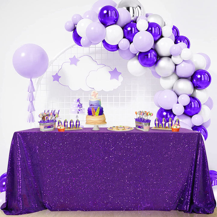 B-COOL Purple Sequin Tablecloth 60x102 Inch Sparkly Table Cloth Purple Table Drape Overlay for Wedding Halloween Birthday Party Wedding Decorations Purple