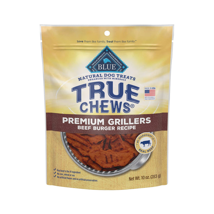 Blue Buffalo True Chews Premium Natural Dog Treats, Beef Burger 10 oz bag 10 Ounce (Pack of 1)