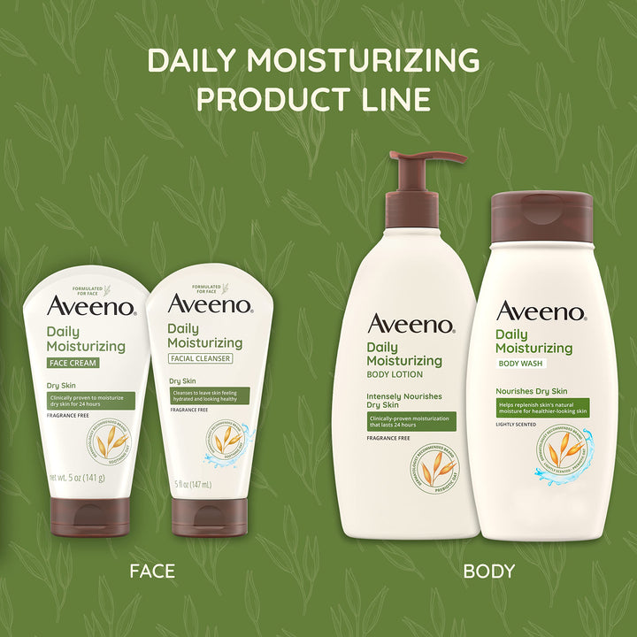 Aveeno Daily Moisturizing Face Cream with Prebiotic Oat for Sensitive Skin, Lightweight Hydrating Face Moisturizer for Dry Skin, Paraben-Free, Fragrance-Free, Dye-Free, 5 FL OZ 5 Ounce (Pack of 1)