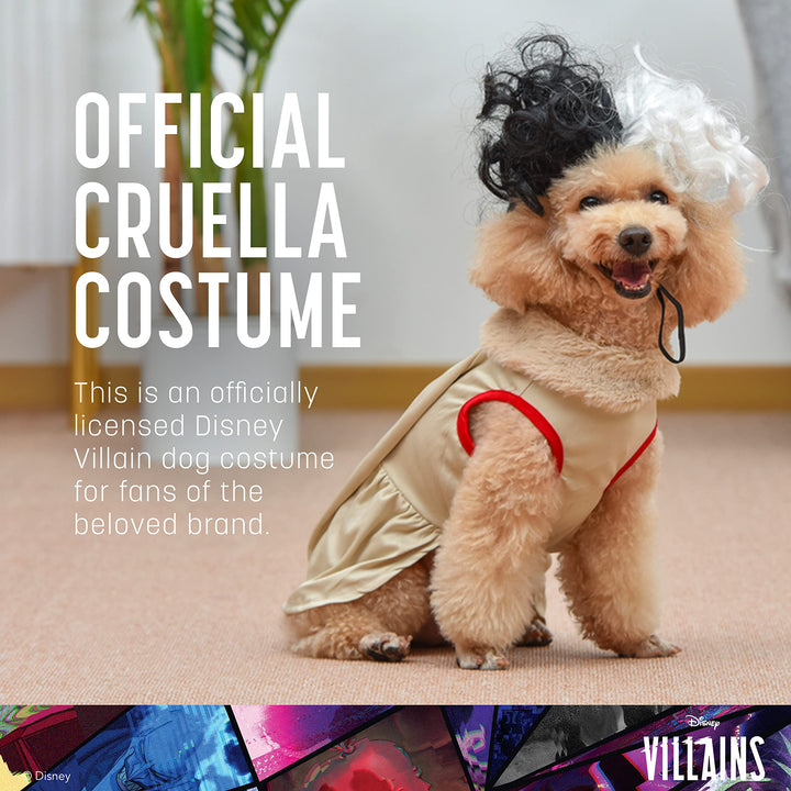 Halloween Disney Villains Cruella Costume - Extra Extra Large | Disney Villains Halloween Costumes for Dogs, Officially Licensed Disney Dog Halloween Costume, Beige (FF22931) XX-Large