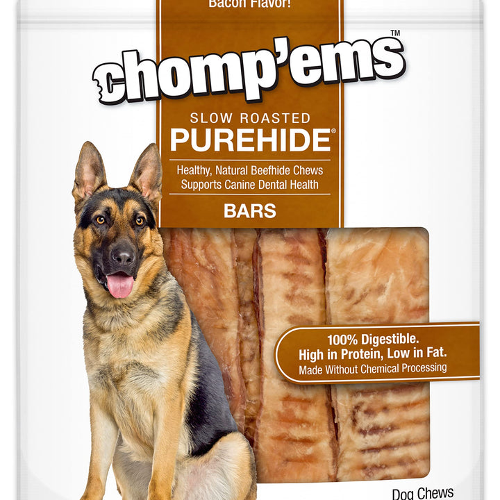 CHOMP 'EMS Ruffin' It 21013 Purehide Dog Chew, Size 12 Purehide Bars 12oz