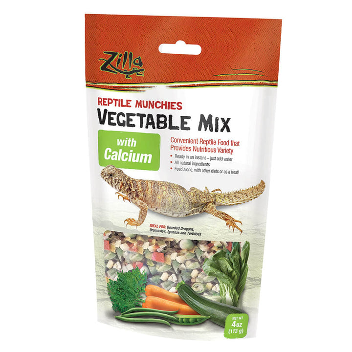 Zilla Reptile Food Munchies Vegetable Mix With Calcium, 4-Ounce Standard Packaging