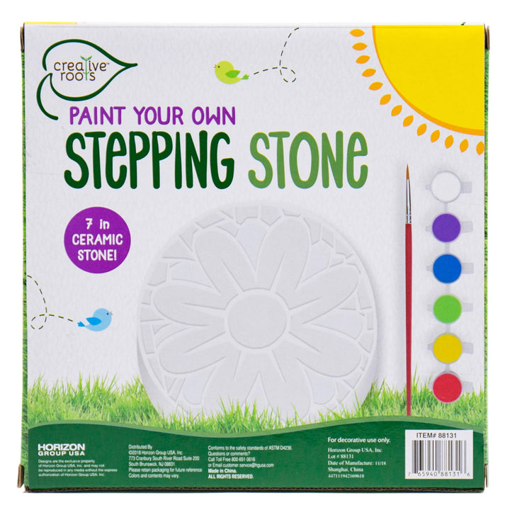 Creative Roots Mosaic Flower Garden Stepping Stone Kit, Includes 7-Inch Ceramic Stone & 6 Vibrant Paints, DIY Stepping Stone Kit for Kids Ages 6+