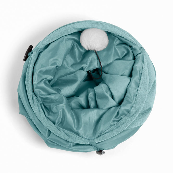 Best Friends by Sheri Ilan Oxford Cat Tunnel for Indoor Cats in Tidepool with Ball Toy, 36" x 10"