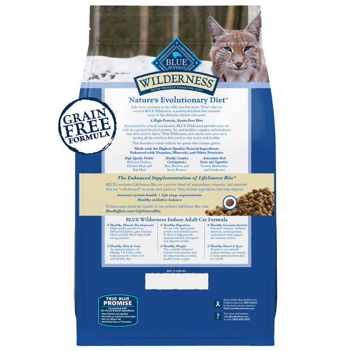 Blue Buffalo Wilderness Nature's Evolutionary Diet High-Protein, Grain-Free Natural Dry Food for Adult Cats, Chicken, 11-lb. Bag 11 Pound (Pack of 1)