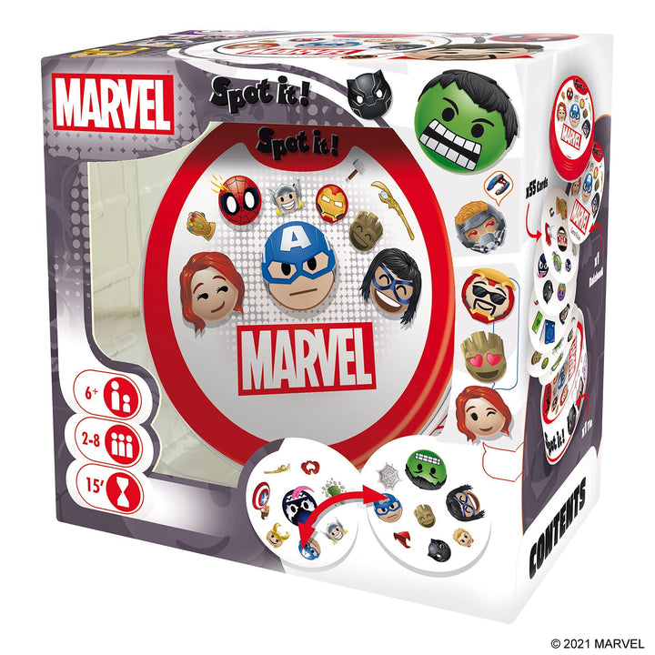 Zygomatic Spot It! Marvel Emojis - Marvel Super Heroes Family Card Game for Superhero Fun! Fast-Paced Matching Game for Kids and Adults, Ages 6+, 2-8 Players, 15 Minute Playtime, Made