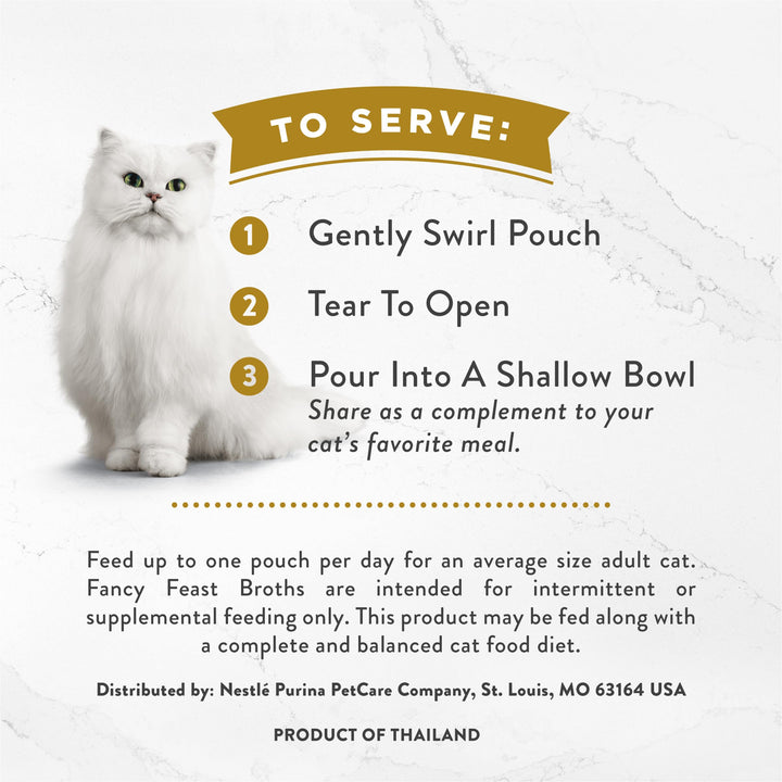 Purina Fancy Feast Limited Ingredient Wet Cat Food Complement, Broths With Tuna, Shrimp & Whitefish - (Pack of 16) 1.4 oz. Pouches 1.4 Ounce (Pack of 16)