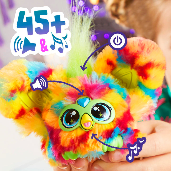 Furby Furblets Loo-Lay Mini Friend, 45+ Sounds & Music, Speaks Only Furbish, Electronic Plush Toys for 6 Year Olds & Up, Multicolor Loo-lay (Gamer Music)