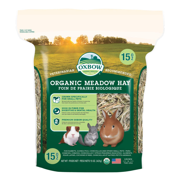 Oxbow Animal Health Organic Meadow Hay, for Rabbits, Guinea Pigs, and Small Pets, Grown in The USA, Farm Fresh, 40 Ounce 40 Ounce (Pack of 1)