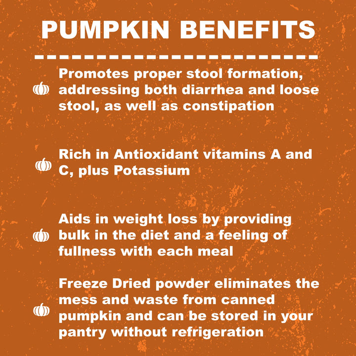 Whole Life Pet Pumpkin Powder for Dogs and Cats. Firms Stool, Relieves Diarrhea. Mix with Water for Instant Puree. No Mess or Waste from Cans. Human Grade Quality orange 2oz