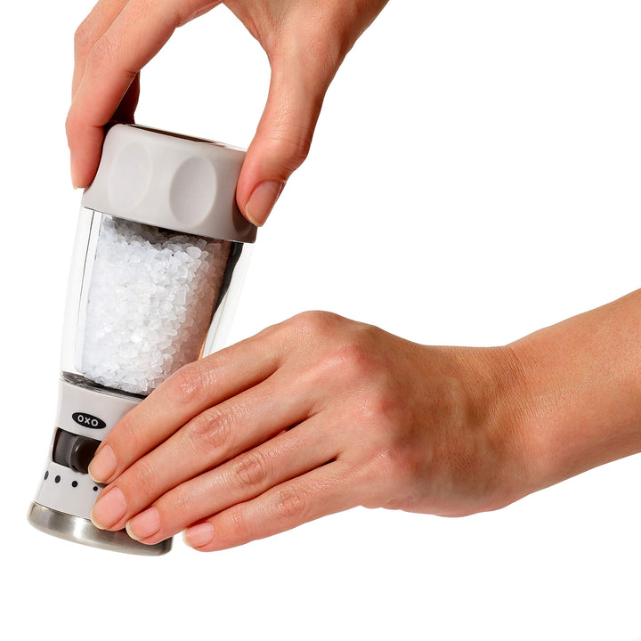 NEW OXO Good Grips Contoured Mess-Free Salt Grinder Gray