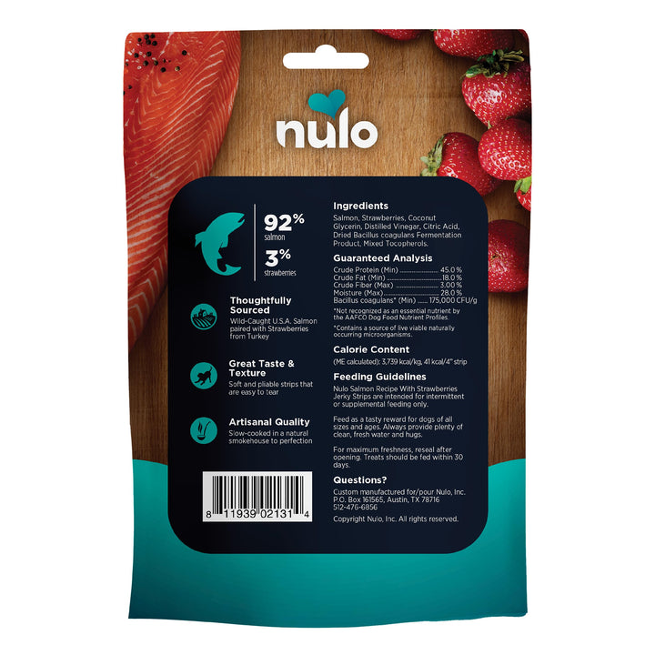 Nulo Premium Jerky Strips Dog Treats, Grain-Free High Protein Jerky Strips made with BC30 Probiotic to Support Digestive & Immune Health Salmon