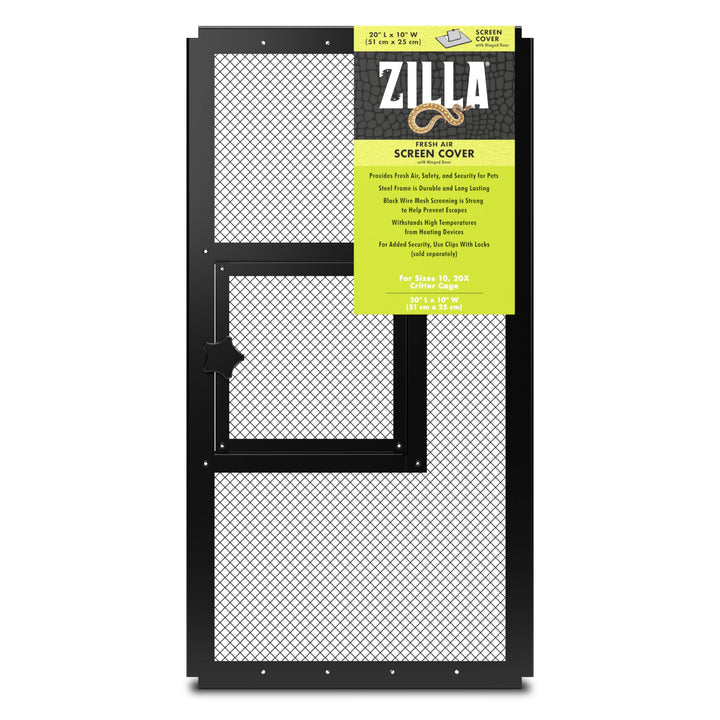 Zilla Pet Reptile Terrarium Fresh Air Screen Cover with Hinged Door 20" x 10" 20" x 10"