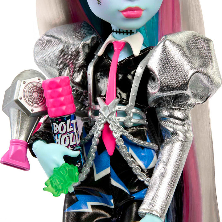 Monster High Doll, Amped Up Frankie Stein Rockstar with Instrument and Performance-Themed Accessories Like Headphones (Exclusive)