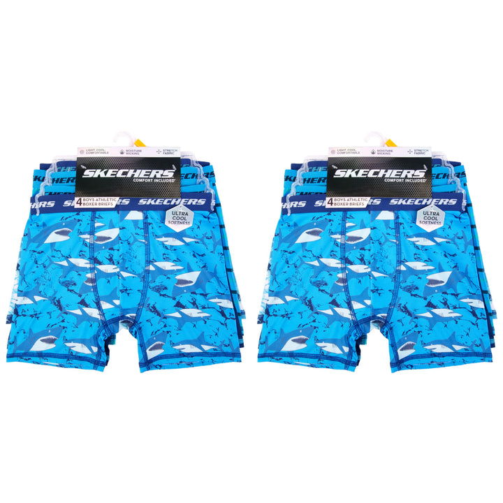 Skechers Boys'  Exclusive 8pk Athletic Boxer Briefs with Unique Prints in Sizes 2/3t, 4, 6, 8 and 10 2-3T 8-pack Sharks Bxrbr